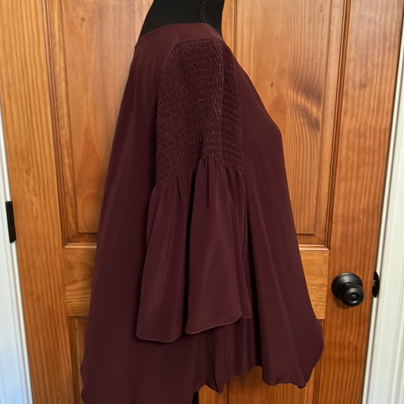 Tyrb maroon silk handkerchief hem top with lovely details. - Picture 3 of 3